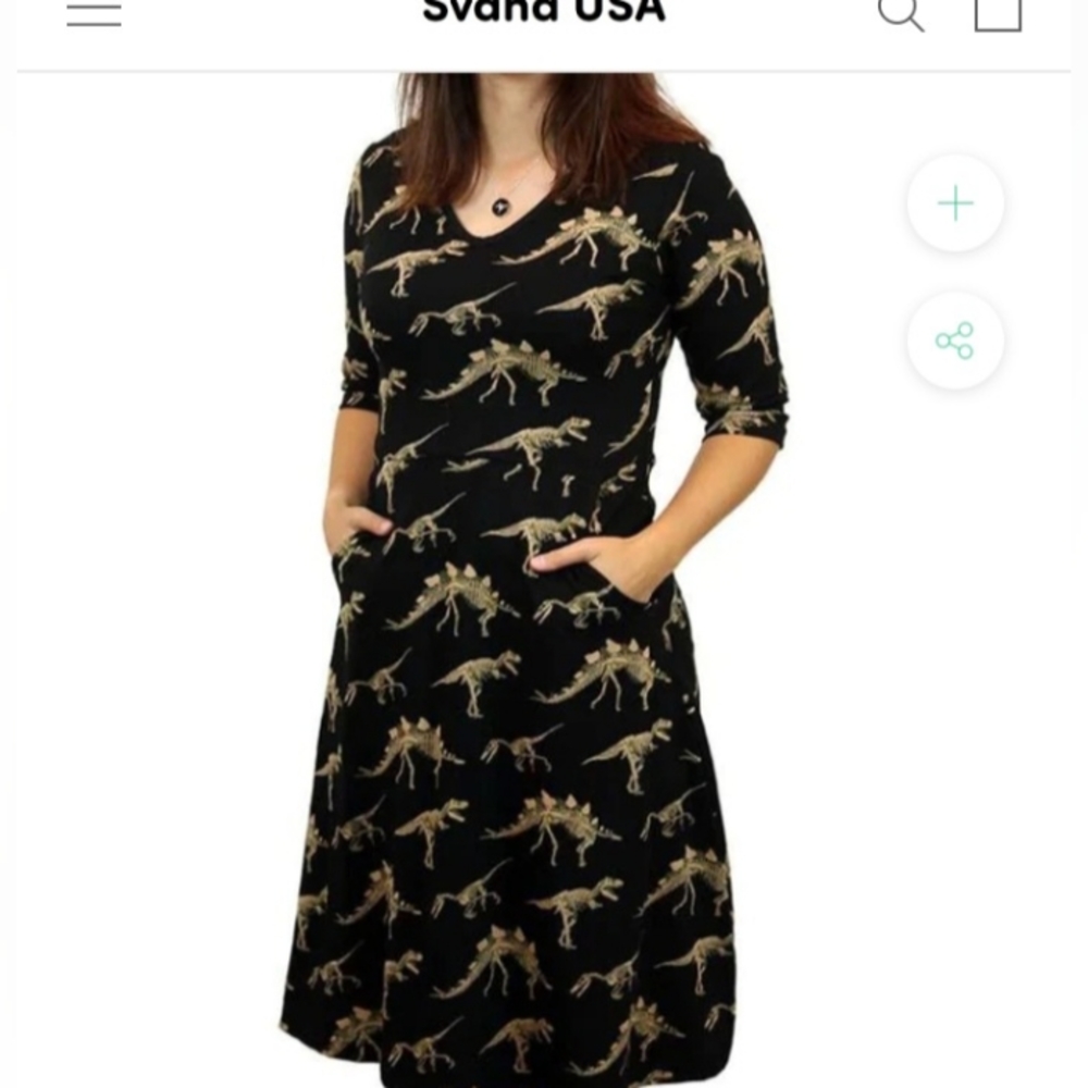 Svaha Organic Cotton Dinosaur Skeleton/ Fossil Dress
